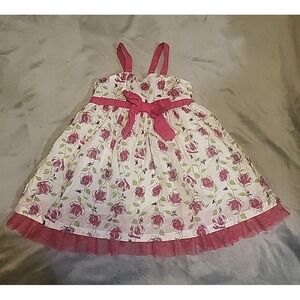 Penelope Mack baby girl pink rose floral dress 6/9 mo